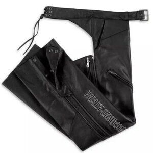 Harley-Davidson Women's Deluxe lined Leather Chaps Black XL EUC​​​​​​